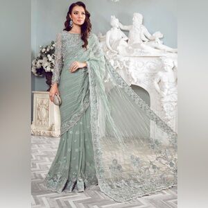 Gorgeous Seafoam Green Saree 😍